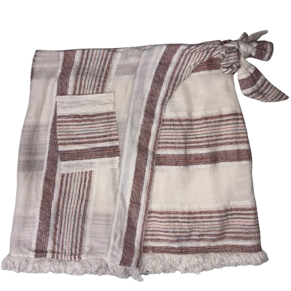 Anthropologie Holding Horses Wrap Skirt Women Fringed Boho Coastal Cream Size 6
